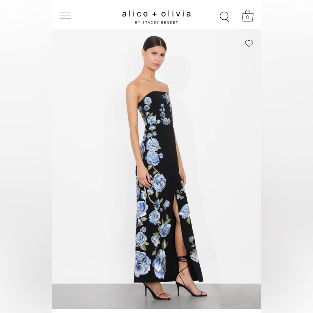 Brand New w/ tags 
Alice + Olivia JERI OVERSKIRT ROMPER Floral Strapless Dress